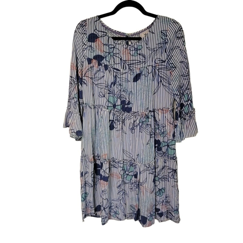 🌼Floral Baby Doll Dress Pockets Medium‎ Blue V By Violet